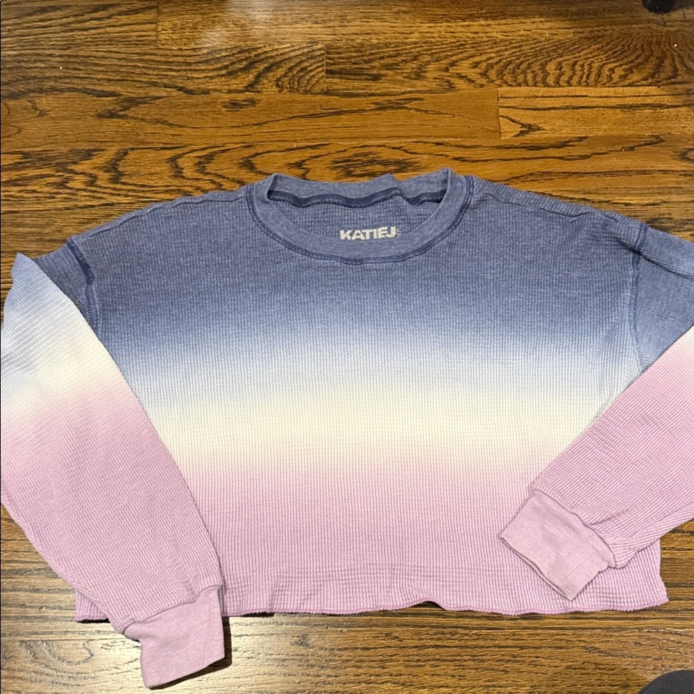 Katie J NYC Purple and White Ombre Long Sleeve Tee